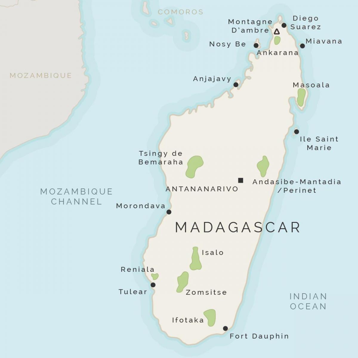 χάρτης της Μαδαγασκάρης και τα γύρω νησιά