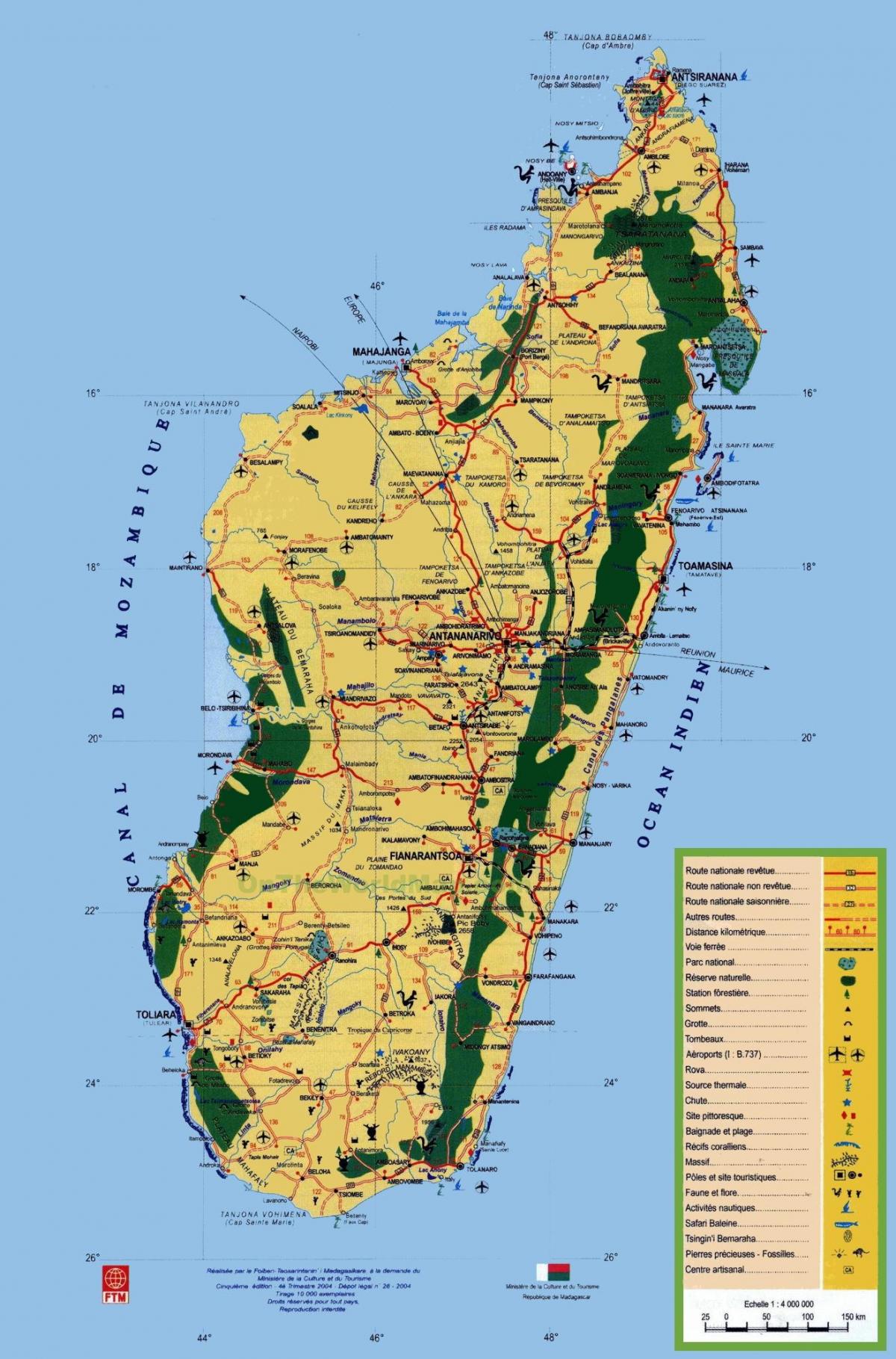 Μαδαγασκάρη τουριστικά αξιοθέατα χάρτης
