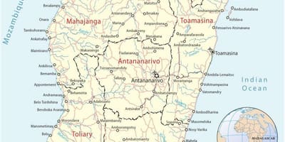Χάρτης της Μαδαγασκάρης αεροδρόμια
