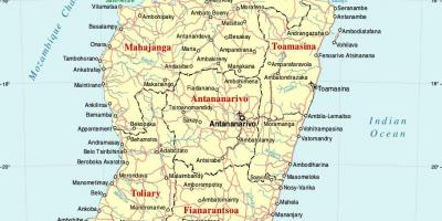 Μαδαγασκάρη χάρτη με τις πόλεις